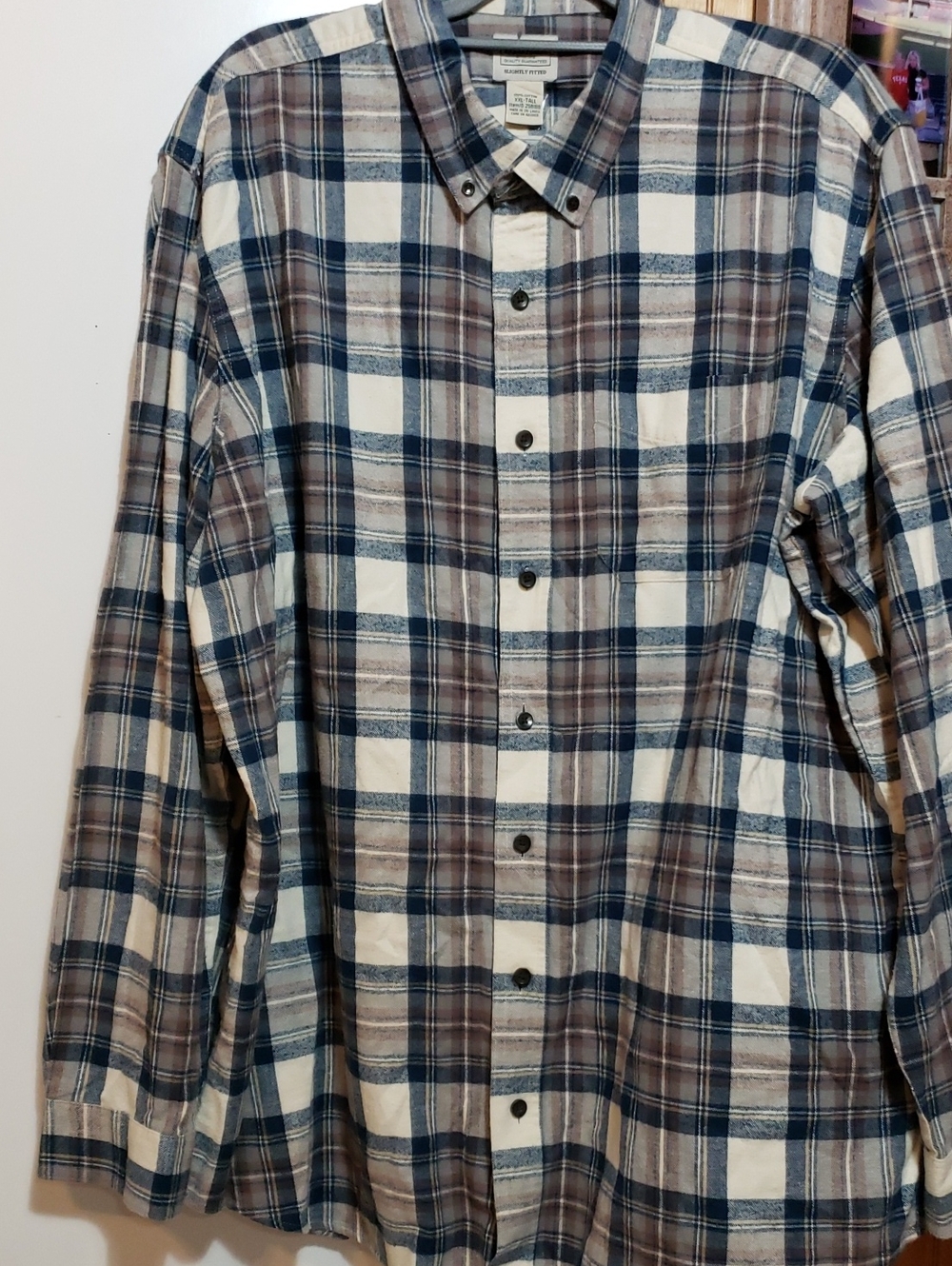 LL Bean New Condition XXL Tall Men Blue/tan/ivory Flannel